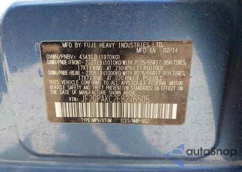 2014 Subaru Xv Crosstrek 2.0I Limited z USA, uszkodzony, nr VIN JF2GPAKC2E8276505